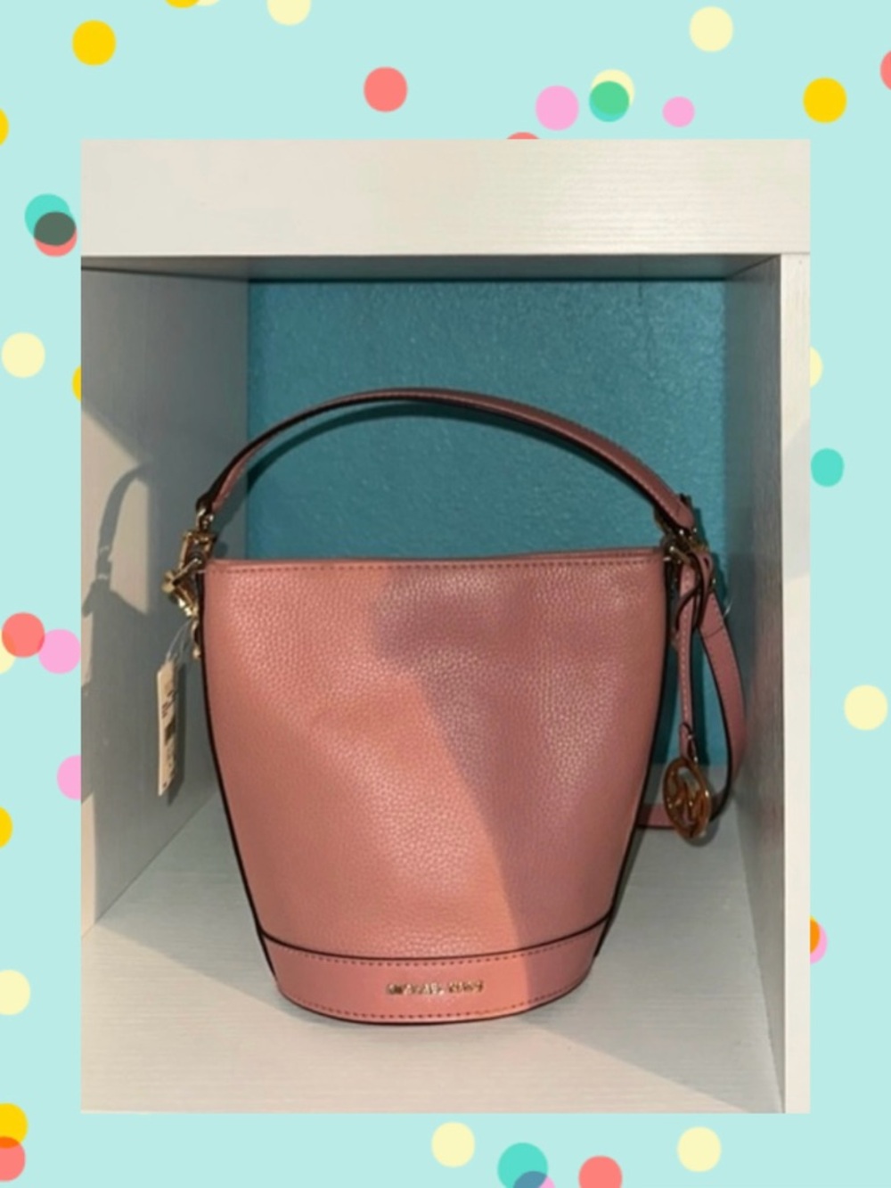 Michael Kors Pink Pebbled Leather Hobo Bucket Bag - Picture 2 of 4